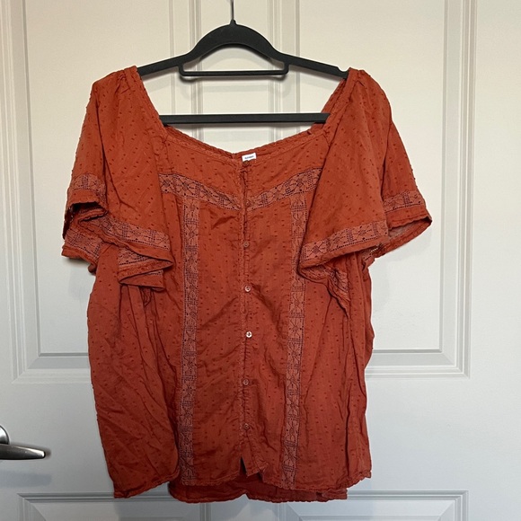 Old Navy Tops - Old Navy Lace detail Terracotta Button-Up Blouse
Blouse Swiss dots plus size xxl